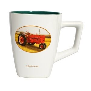 Vintage Farmall Tractor Coffee Mug Charles Freitag Art Green Interior Case IH